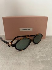 NEW:MIU MIU Sunglass SMU04Z Tortoise Frame/Green Mirrored Lenses:Never Worn-Auth