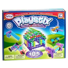 Translucent Playstix Building Toy Set 105 Colorful Pieces STEM Learning Kit