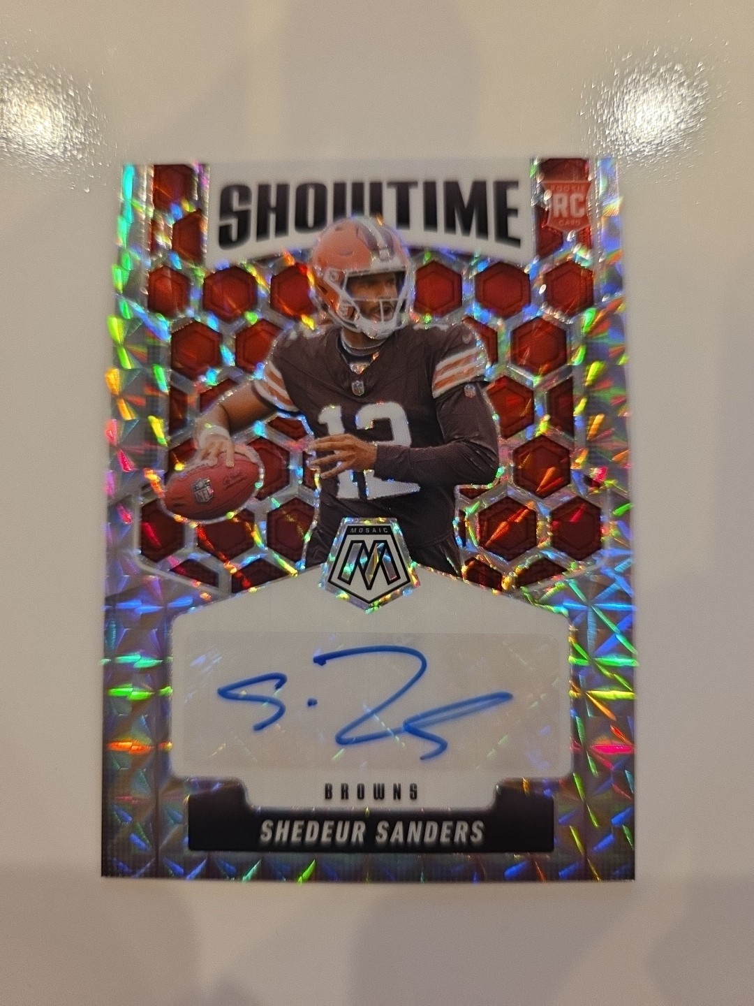 2025 Panini Mosaic Shedeur Sanders AUTO Silver Prizm Showtime Mosaic RC #SOS-SSA