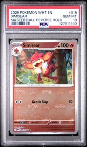 PSA 10 Simisear MASTER BALL #015 2025 Pokemon Wht White Flare 127011530