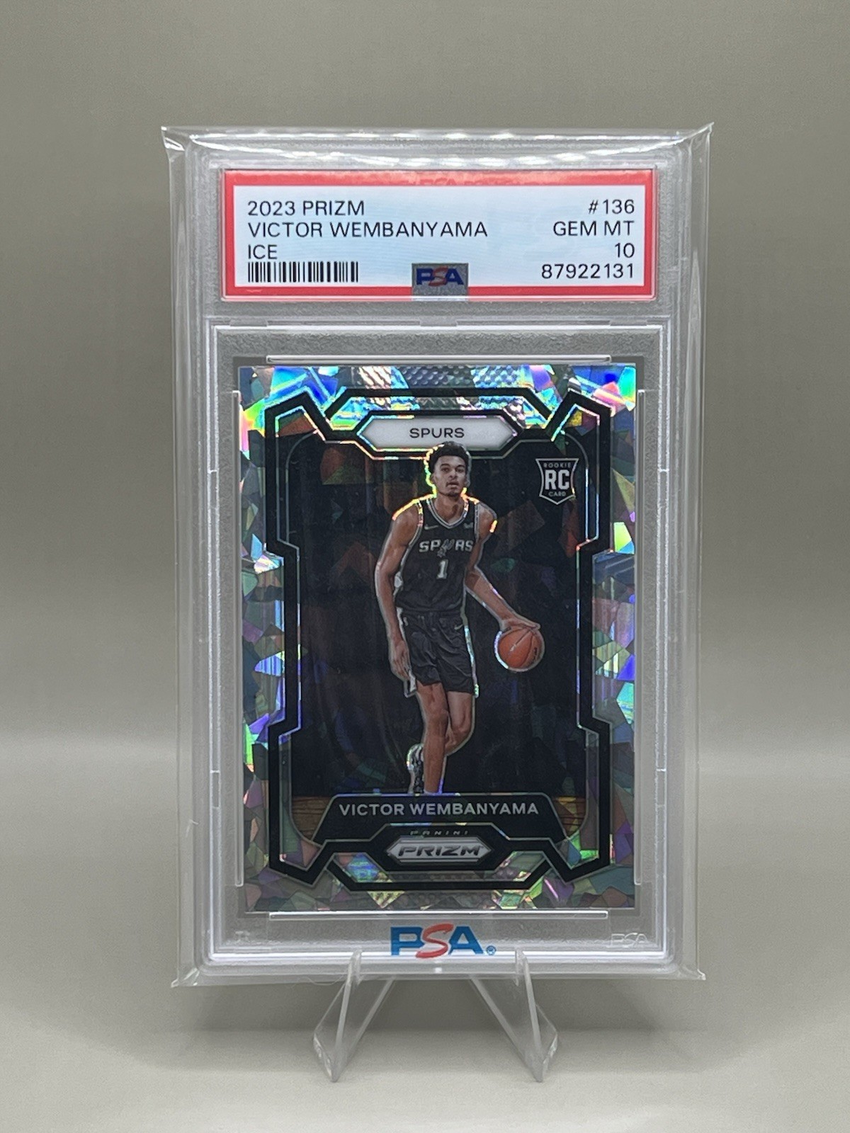 2023-24 Panini Prizm Victor Wembanyama #136 Ice Prizm (RC) PSA 10