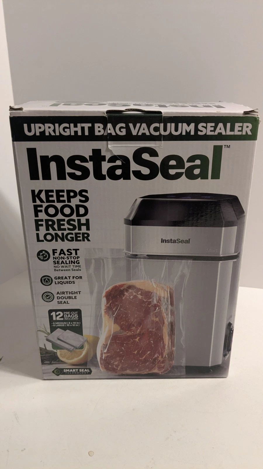 InstaSeal Compact Upright Food Liquids Vacuum Sealer #6029. New Open Box. TESTED
