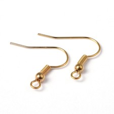 Ear Wire French Hook 20 x French Wire - Ball Coil - NF - Gold