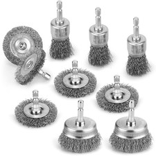 10 Pcs Wire Brush Set, Steel Wire Wheel for Drill 1/4 In Hex Shank, Cup Brush