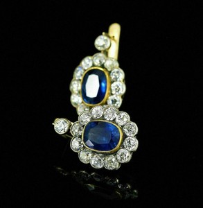 Authentic 14K Yellow Gold Plated 3Ct Cushion Cut Simulated Sapphire Classic Hoop Earrings