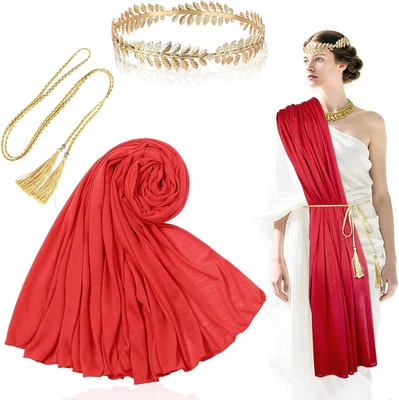 Griechische Göttin Kostüm Set Antike Römische Toga Gold Lorbeerkranz