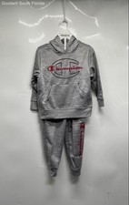 Champion Boys Gray Graphic Print 2 Piece Hoodie Jogger Outfit Set Size 4/5