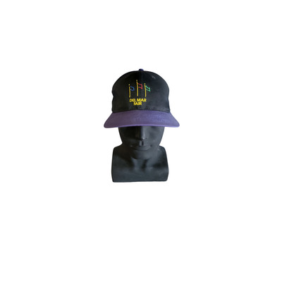 VINTAGE Del Mar Fair Hat Cap Snap Back Black Purple Embroidered Mens 90s