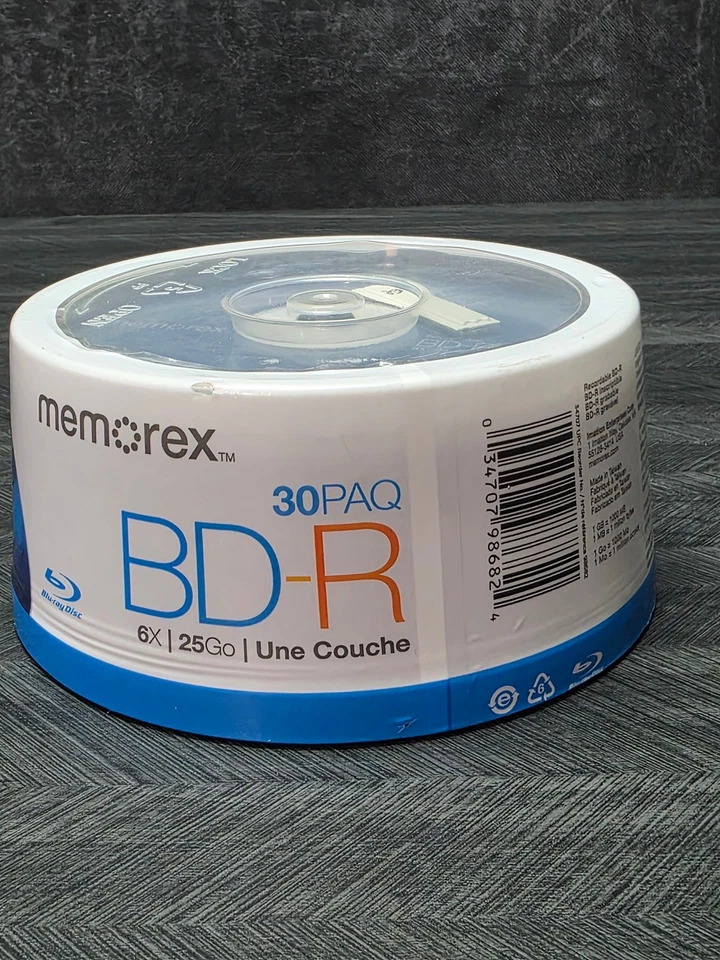 30 Pack Memorex Blu-Ray Discs BD-R 6X 25GB; Single Layer Discs Brand New - Image 4 of 4