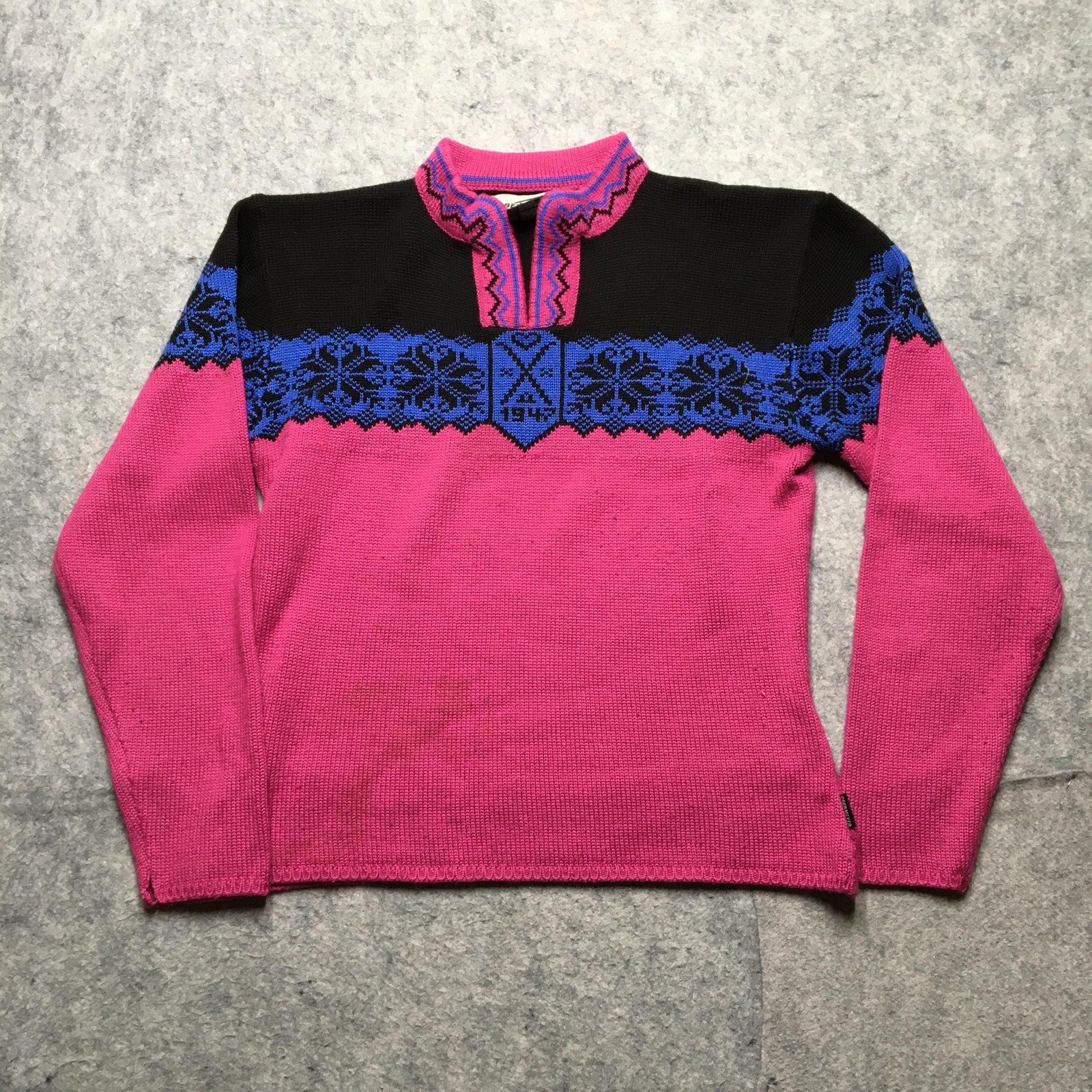 Vintage Obermeyer Sweater Womens Large Pink Ski Fair Isle Joan Mock Neck Knit