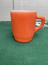 Vintage FIRE KING Orange D Handle Stackable Coffee Cup Mug Glass