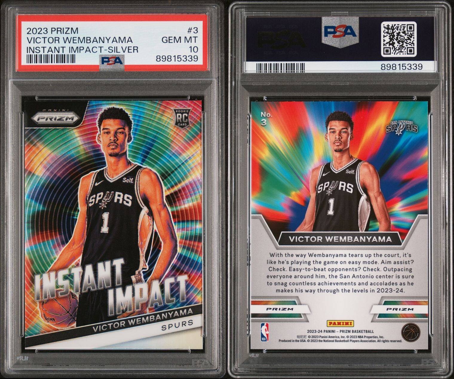 Psa 10 Cards 2023 Panini Prizm Victor Wembanyama #3 Instant Impact