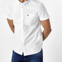 New Mens Jack Wills Stableton Short Sleeve Oxford Shirt White RRP£49.99