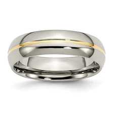 Titanium 14K Gold 6mm Mens Wedding Ring Band Sz 11.5