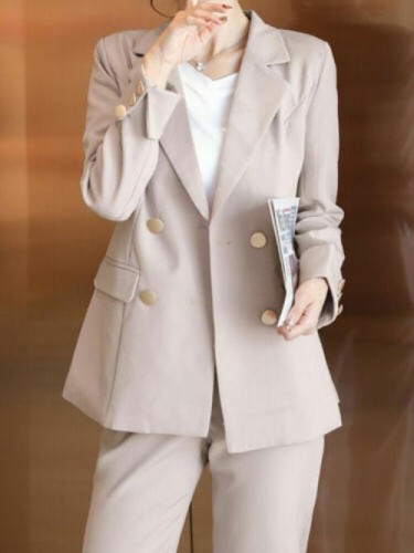Women's Slim Fit Jackets Office Ladies Workwear Set Trousers Blazer Pants 2 PCS - Picture 8 of 21
