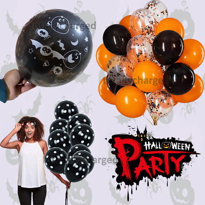 100 Stück Halloween Luftballons Orange Schwarz Lila Ballon für Halloween Party Deko