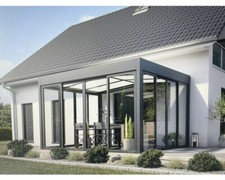 Wintergarten RAL 7016 anthrazitgrau Satteldach 404 x 303,3 cm