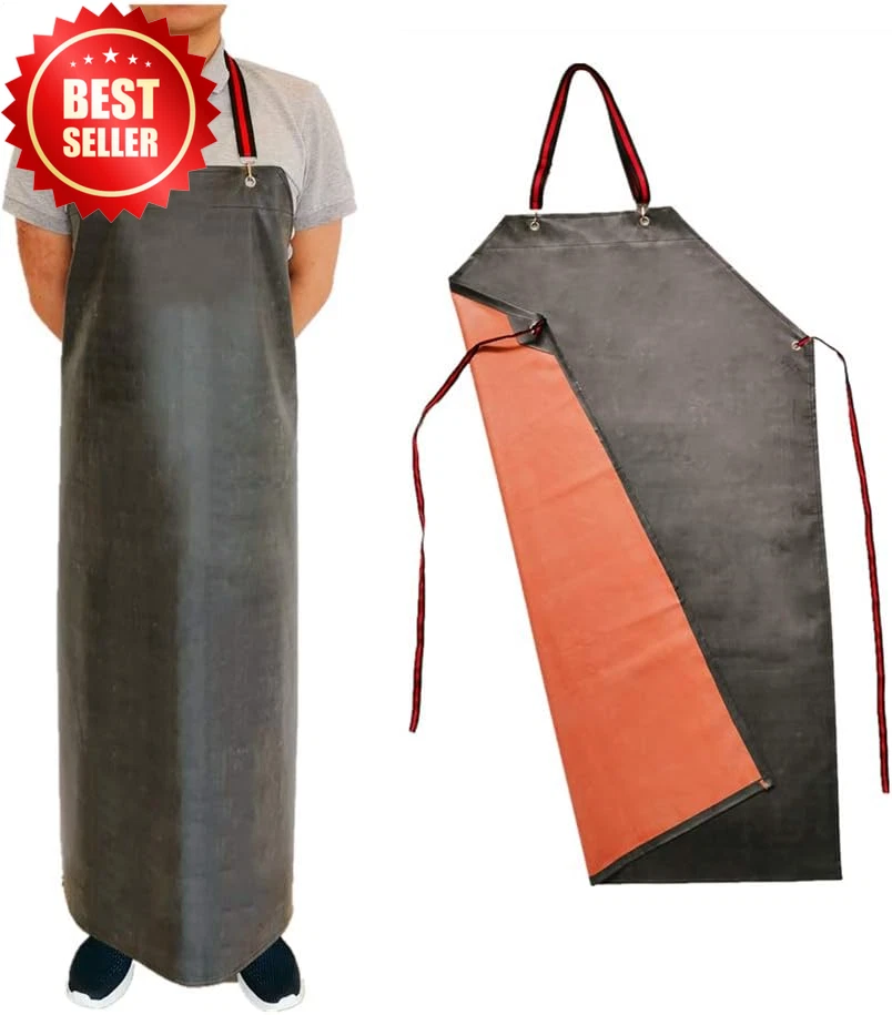 Delantal de goma grueso 47"x33" impermeable resistente a productos químicos laboratorio carnicero aseo Foto 2 de 4