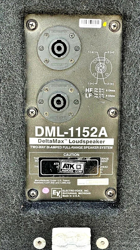 EV DML-1152A 2-Way Full Range Speakers W/Carpet & W/Case #03895
