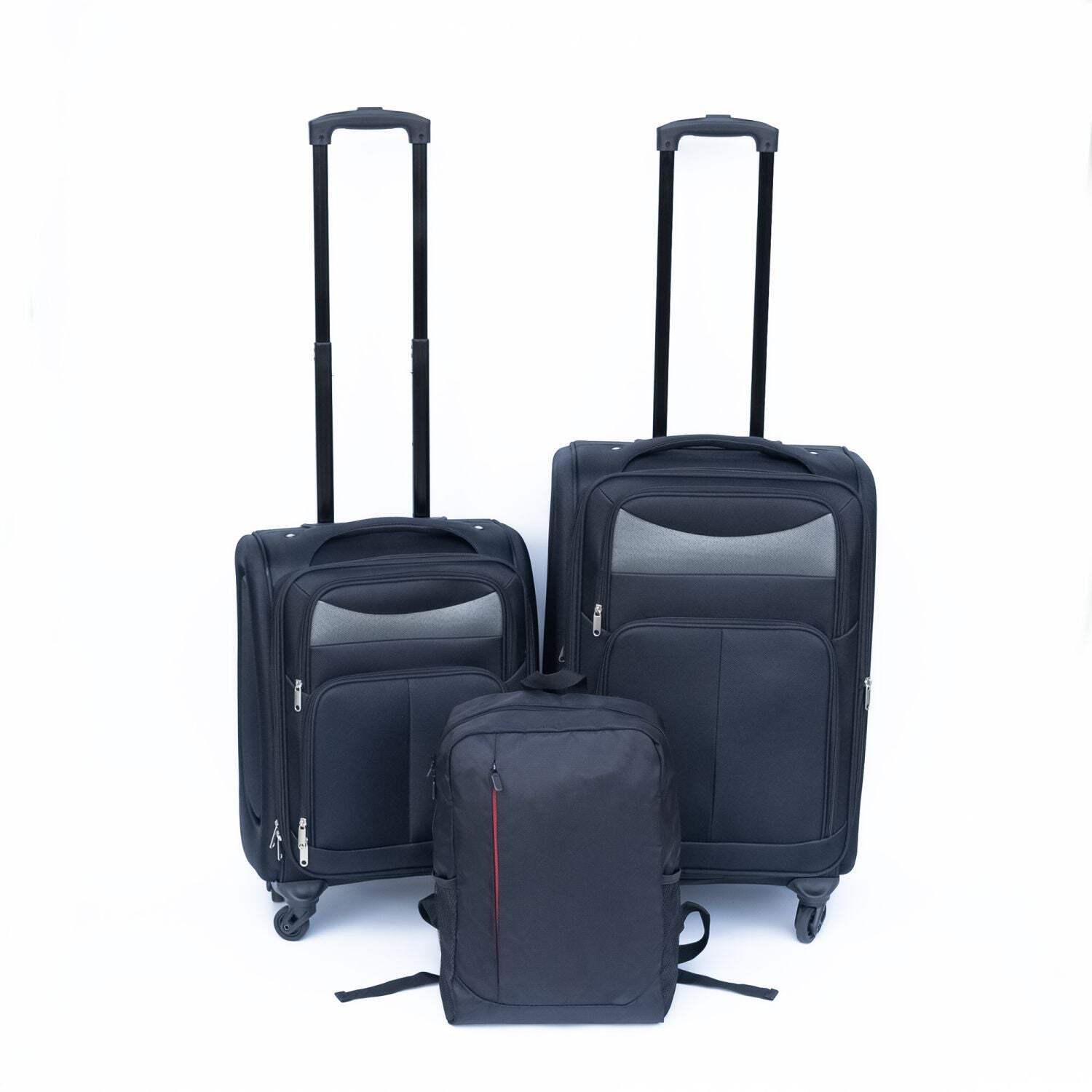 2-Piece Black Luggage Backpack Set for Travel Convenience-image