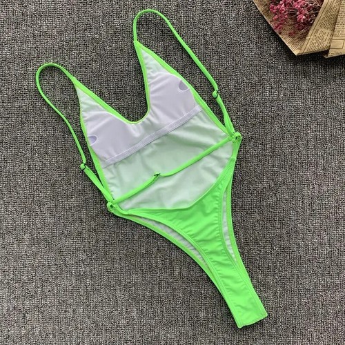 Neu Damen Einteiler Badeanzug Einfarbig Sexy Rückenfrei Bikini Bikini - Bild 23 von 41