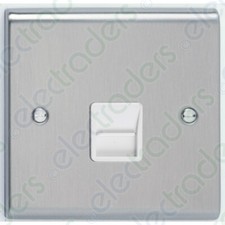 Deta SD1353SSW Telephone Socket 1 Gang - Secondary (Stainless /White Insert)
