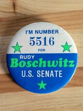 Vintage RUDY BOSCHWITZ Political Campaign Pinback Button Minnesota U.S. Senator