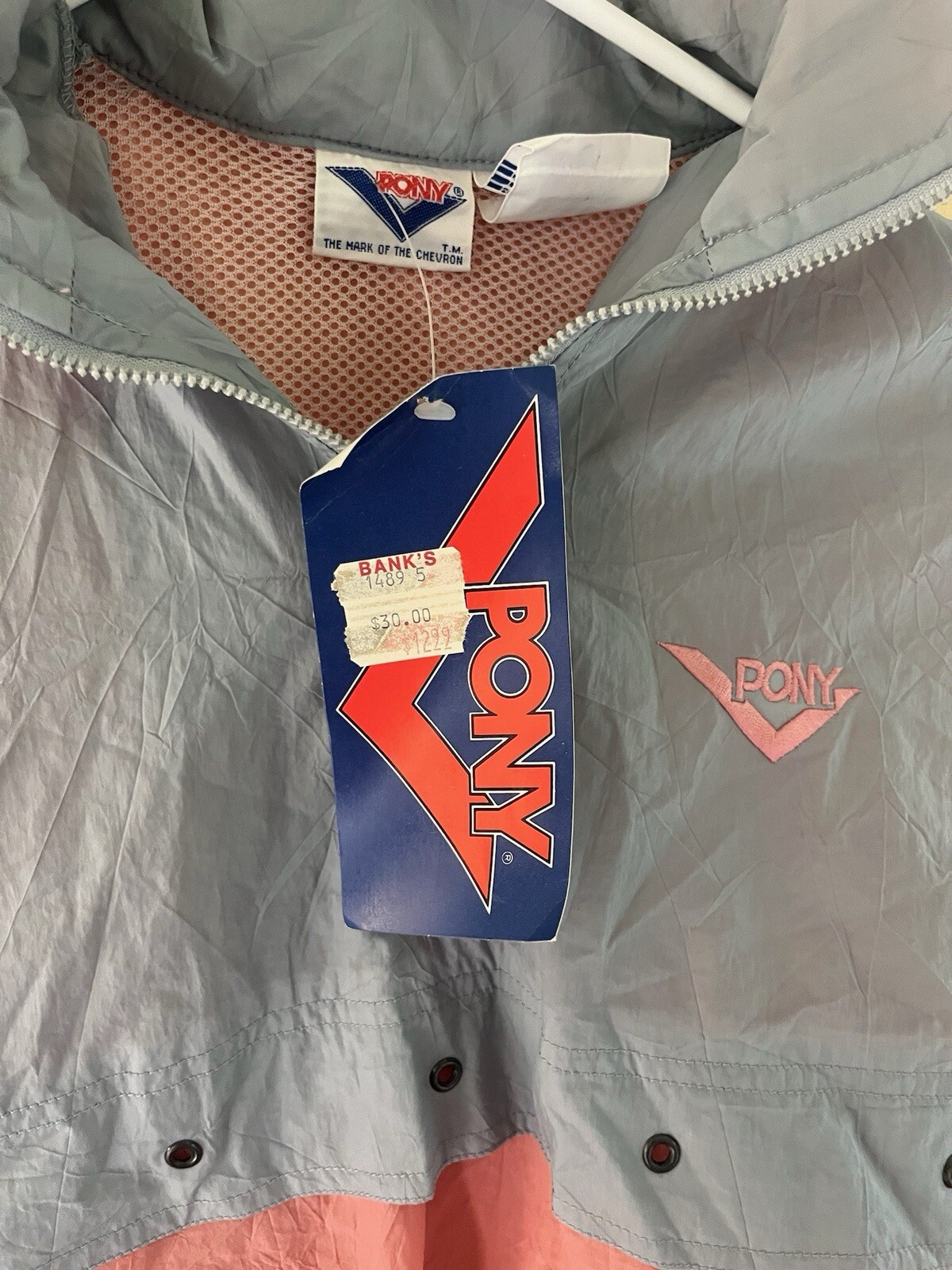 giacca a vento vintage PONY 1 4 zip donna taglia small fondo di magazzino nuova con etichetta anni 80