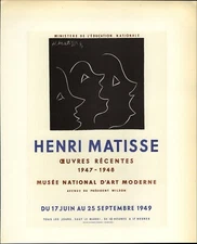 1959 Mini Poster Lithograph ORIGINAL Print Matisse Recent Woks Ceuvres Recentes