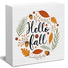 Fall Decor Autumn Leaves Wood Sign Fall Decorations Farmhouse Home Table Hello