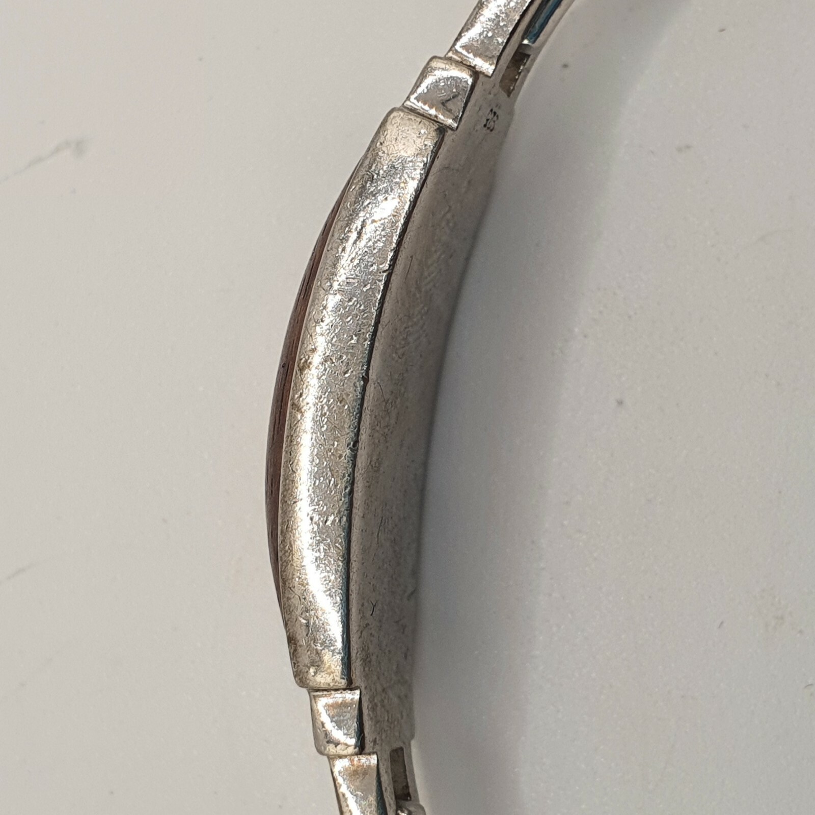 Photo 10 of Sterling Silver And Wood Bangle 7-8"  17.4g , B65