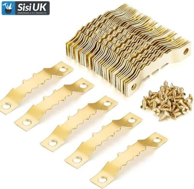 SISI UK Sawtooth Picture Frame Hooks 45mm Brassed With Screws Canvas Hanging !!!