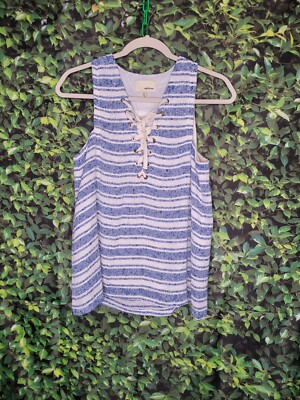 The Korner Striped Top Womens Size Small Blue White Anthropologie 