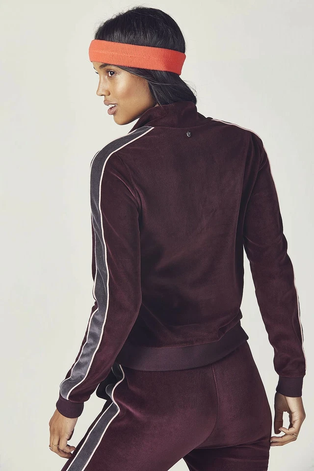 Fabletics NUEVO CON ETIQUETAS Mujer Años 90 Terciopelo Britt Cremallera Pullover Camisa Pequeña Púrpura Gris Q29 Foto 2 de 4