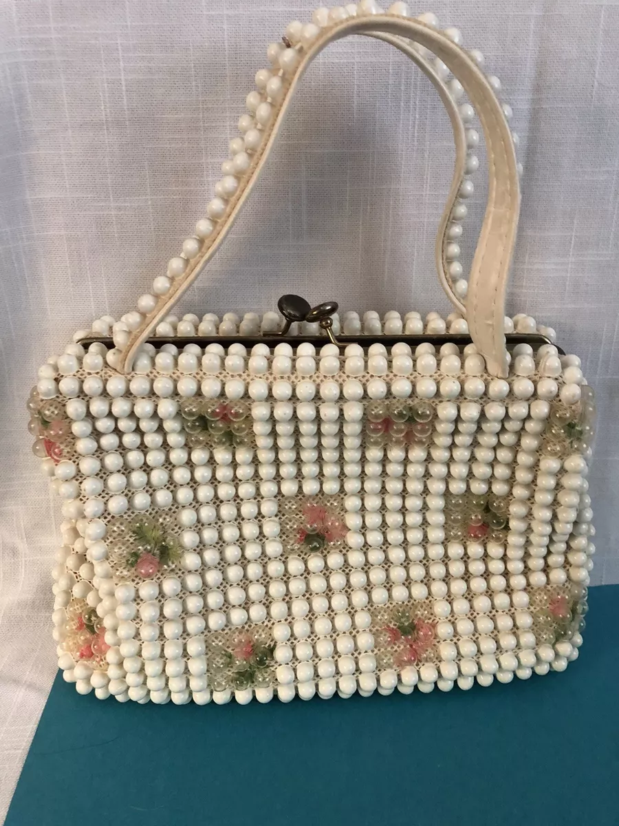 Beaded shop bag white