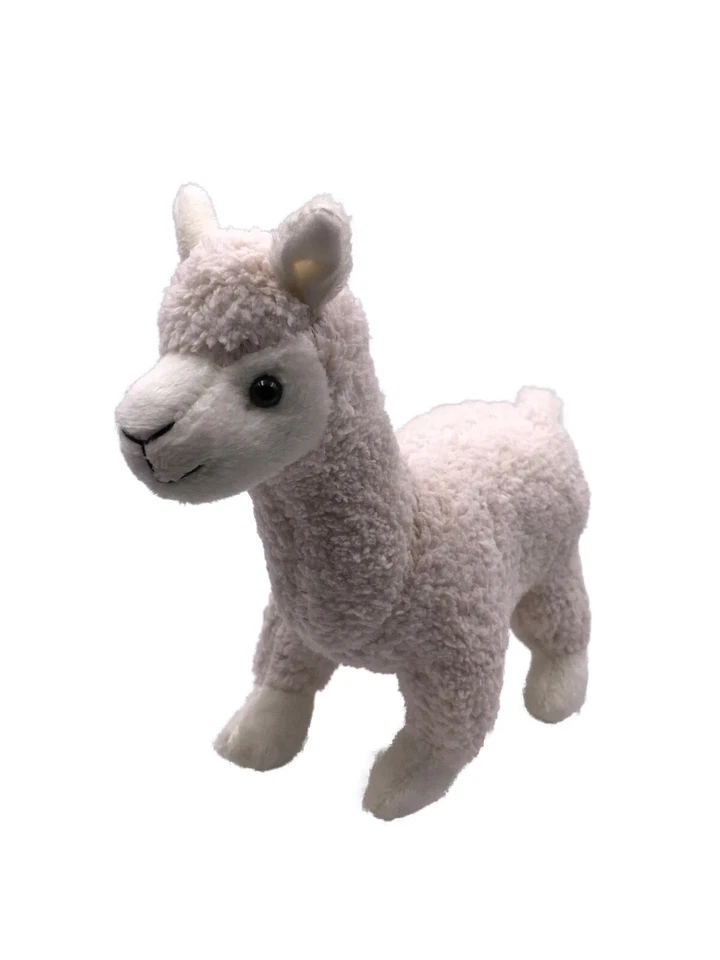 Plüschtier Kuscheltier Stoff Tier Alpaka weiß stehend Lama 20 cm
