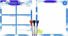 Set with 5 Items - Weekly Magnetic Dry Erase Calendar Planner Organizer