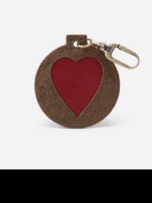 hobo intl NWT Red Leather heart Fob Key Charm   small go mirror