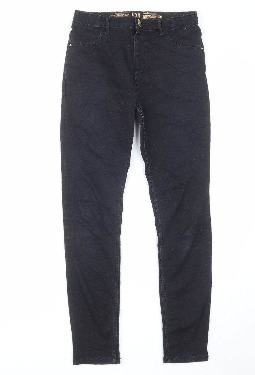 River Island Boys Black Cotton Blend Skinny Jeans Size 12 Years Reg