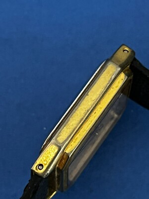 Vintage Jean Clouet Quartz Tank Watch Gold tone w black  display picture 1