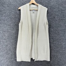 Chico's Cardigan Women 2 Beige Open Front Sleeveless Knit Acrylic Casual Solid