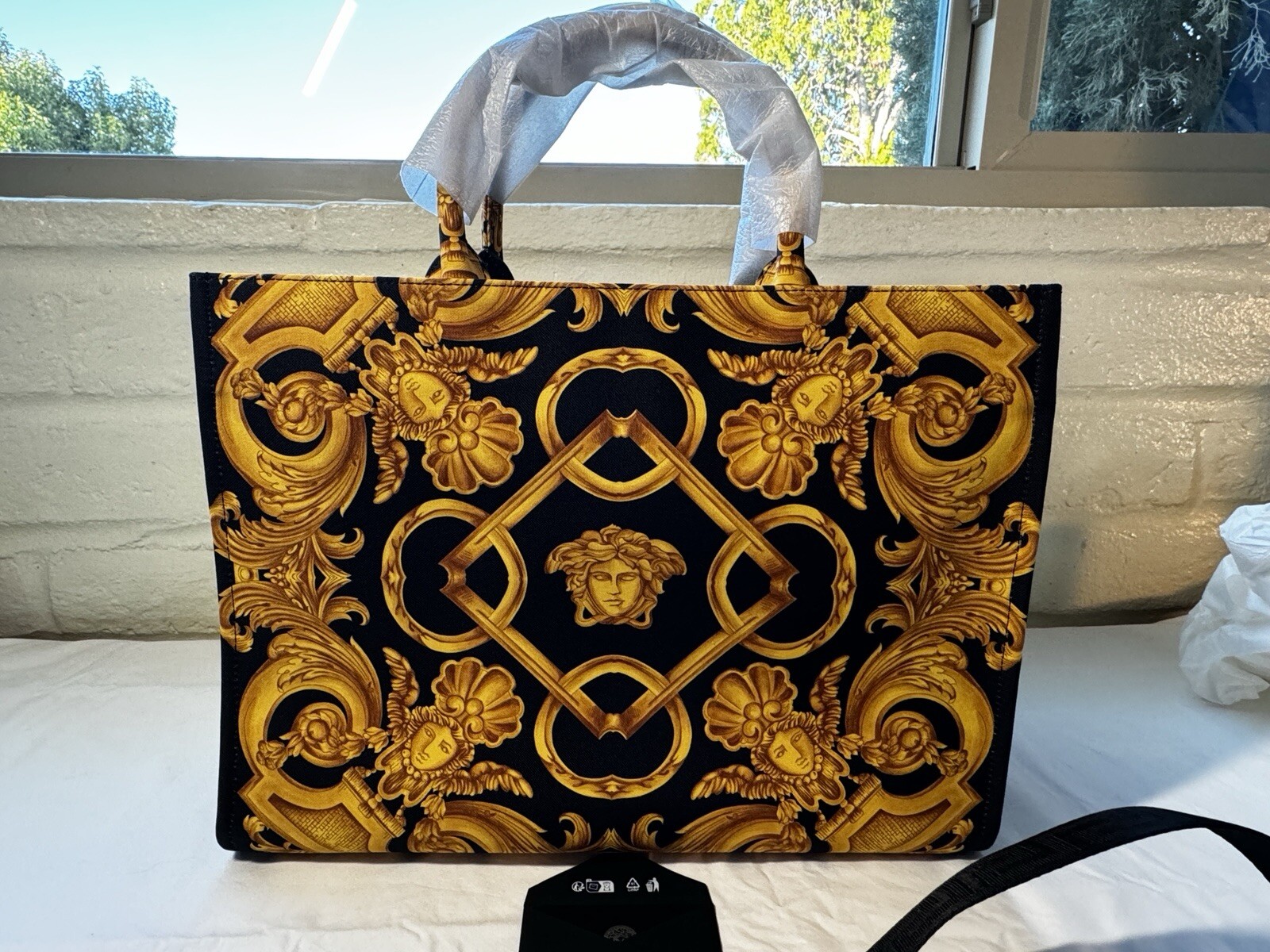 Versace Medusa Large Tote Shoulder Bag Baroque Fabric New