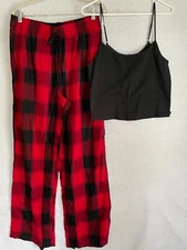 Victoria Secret Cami Pant pajama Set PJ sleep sexy 2pc lot M L Black Red