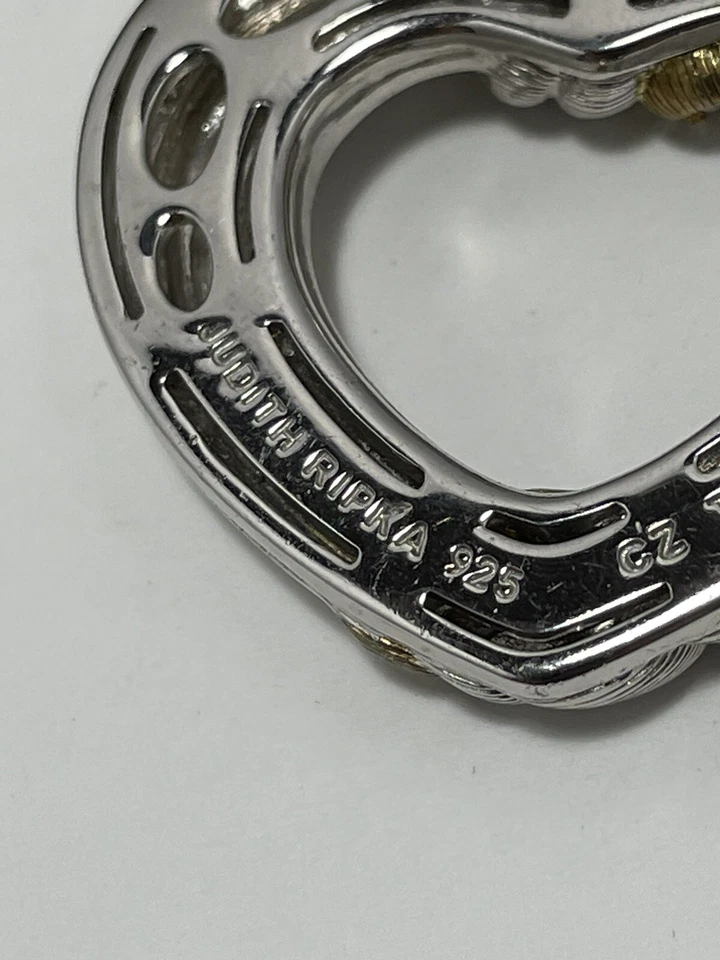 Colgante Judith Ripka de plata de ley circonita cúbica corazón abierto con cordón ajustable Foto 4 de 4