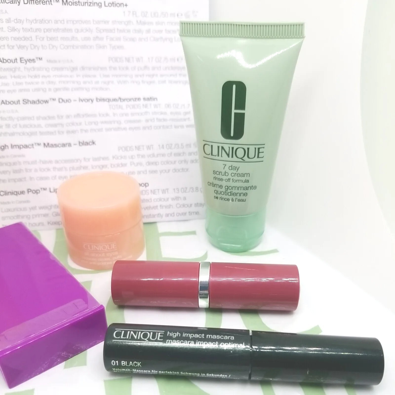 6 PC Clinique Set Skincare Face Eye Cream Lipstick Eyeshadow SEALED Package 