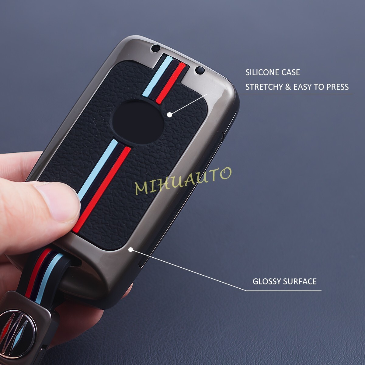 Ontto Custodia Portachiavi In Pelle PU Per Mazda 3 CX-5 CX-30 MX-5 2019-2022 - Colore Rosa - Protezione Anti Graffio - 2