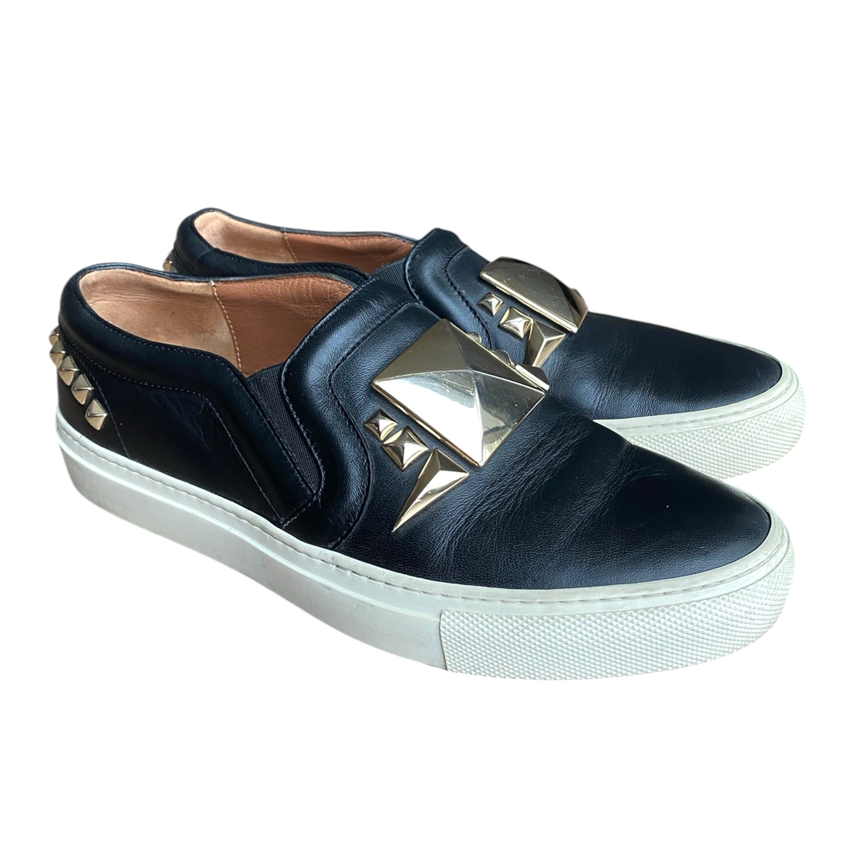 GIVENCHY Black Leather Studded Slip On Low Sneakers, Size 36.5 | eBay