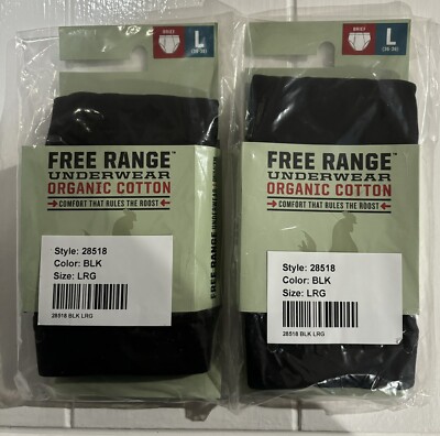 (x2) Men s DULUTH Trading Free Range Organic Cotton Briefs (Men s LARGE) Black