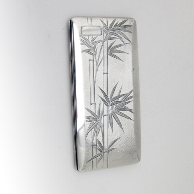 Long Cigarette Case Japanese 950 Sterling Silver Bamboo Design | eBay
