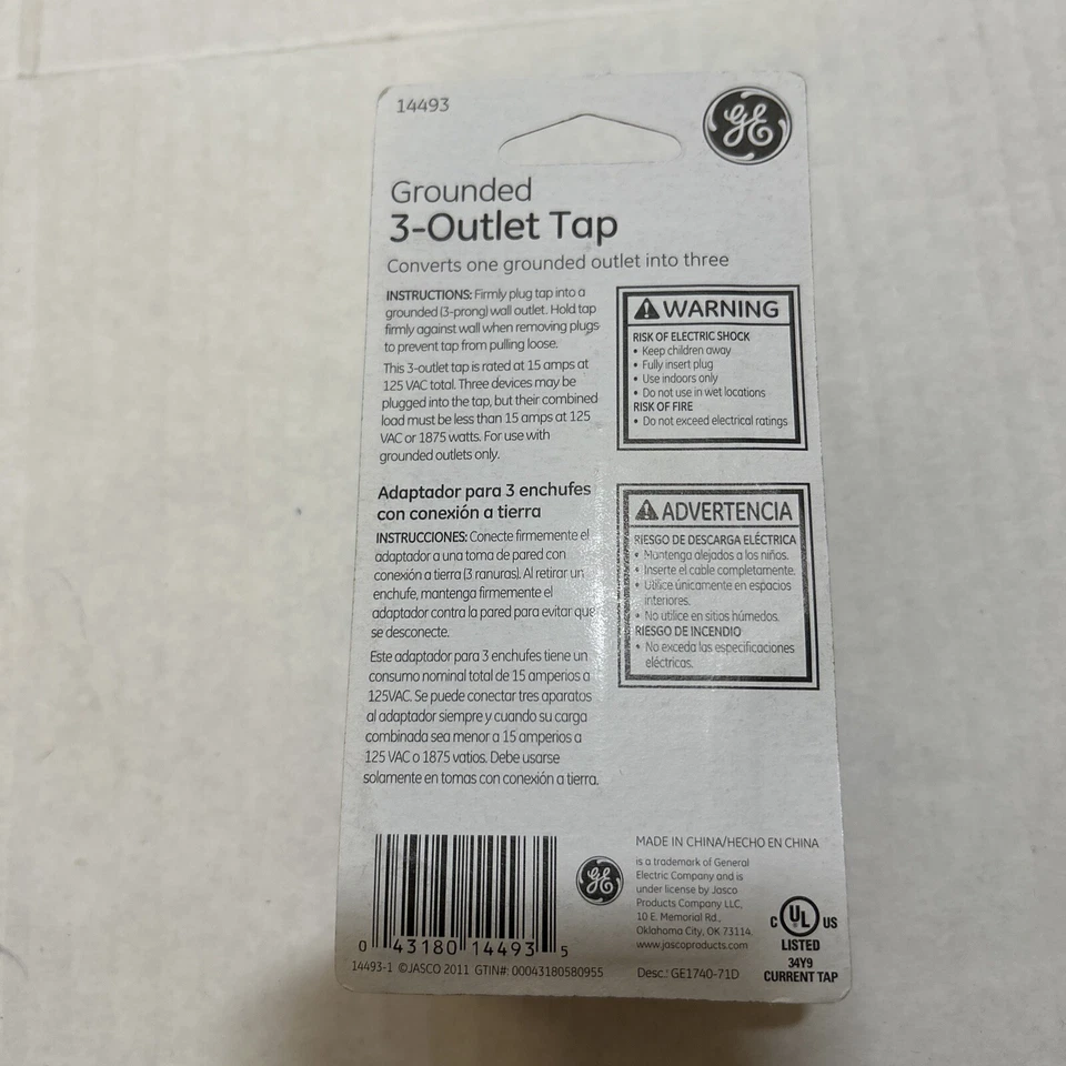 General Electric 3 Outlet Grounded Tap White - Image 4 of 4